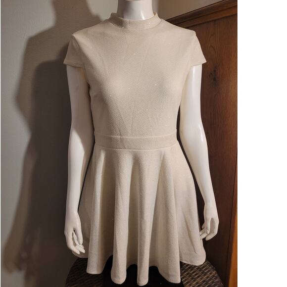 City Studio Ivory Silver Sparkle Fit & Flare Dress 11 Jr Holiday Party Princess - Picture 1 of 11